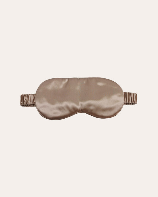 Luxe 100% Moerbei Zijden Slaapmasker en Oogmasker voor een diepe, ontspannen slaap, sluit licht buiten in de kleur lichtbruin