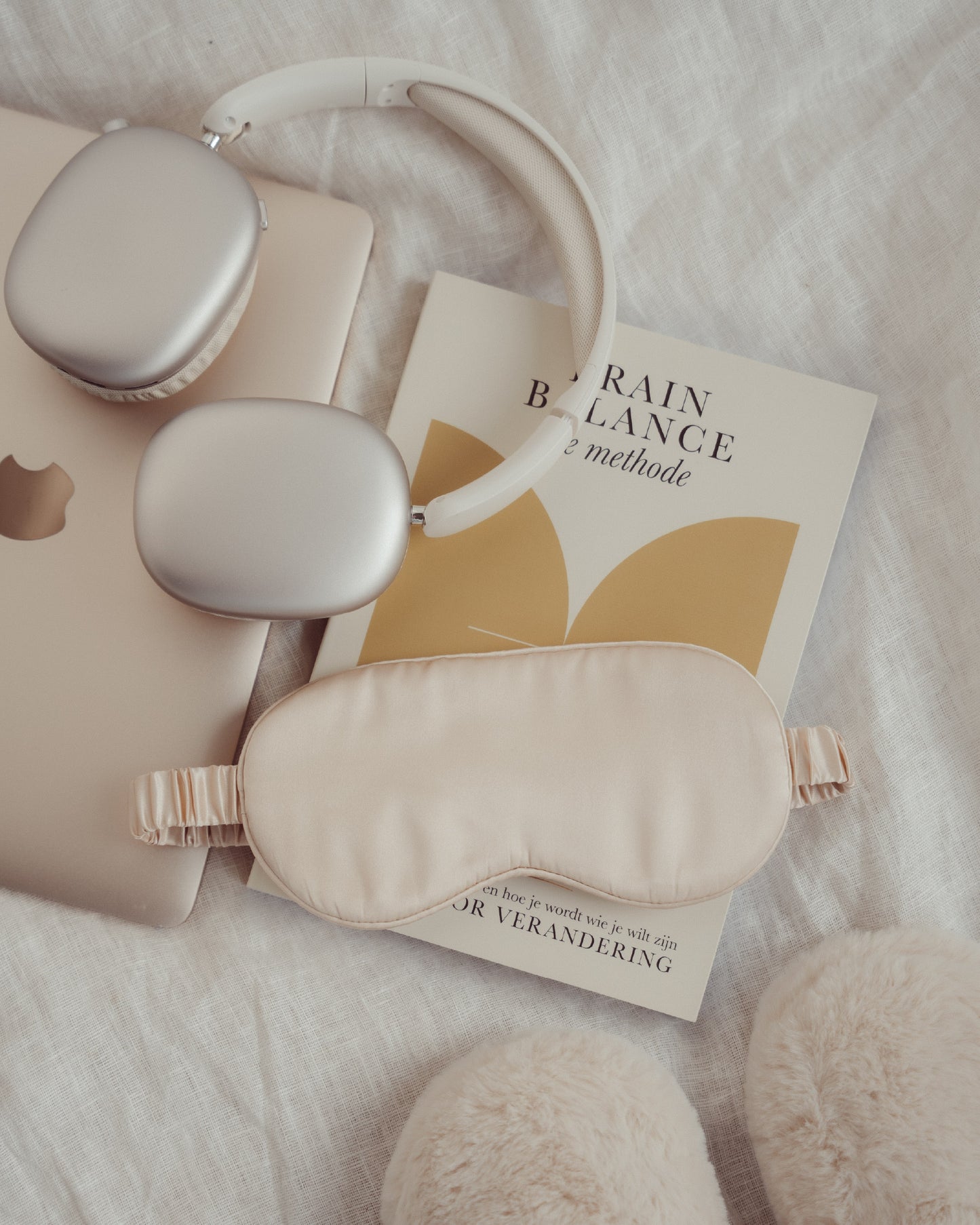 Zijden Slaapmasker van Silky Family Slaapmasker in het creme