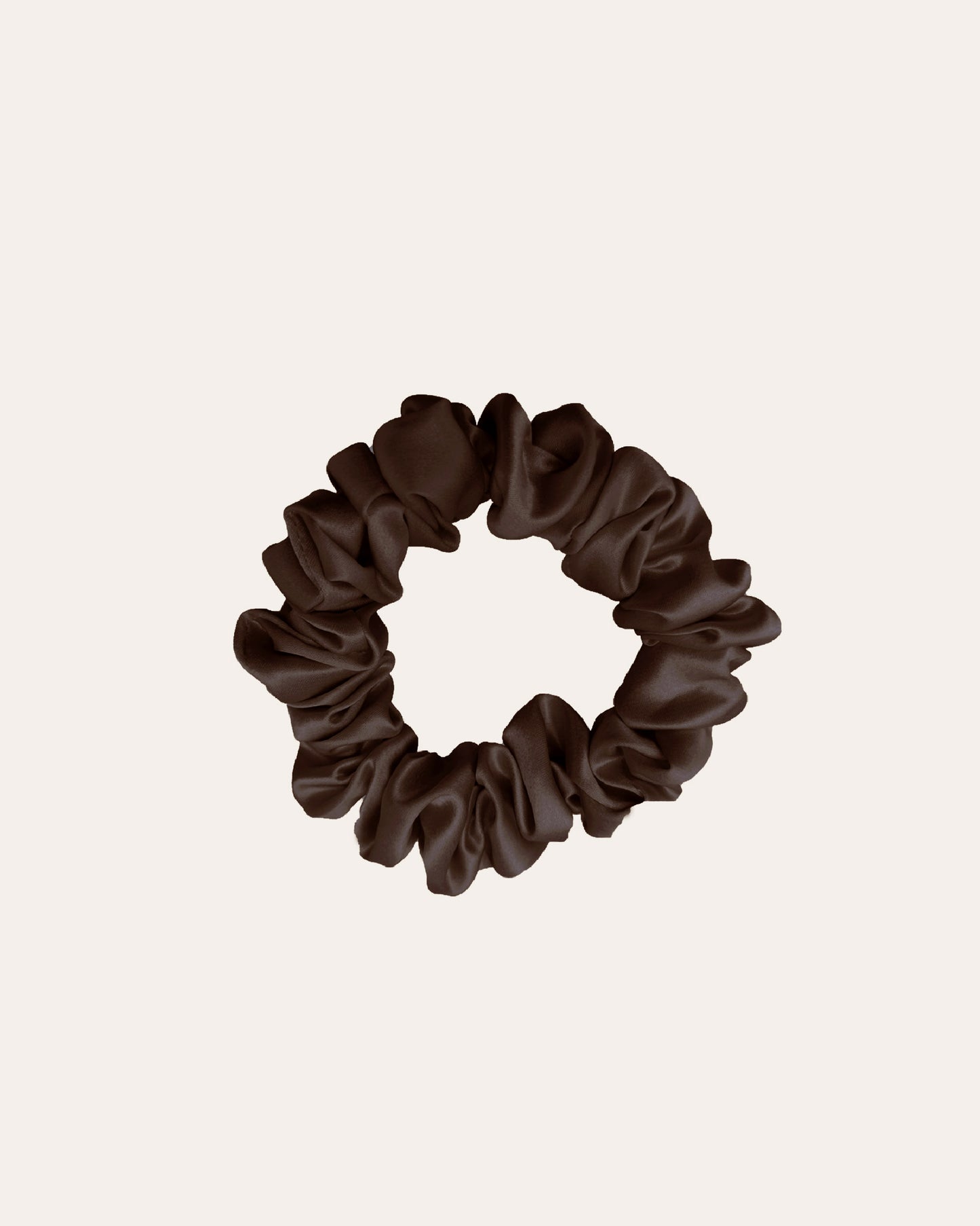 Luxe 100% moerbei Zijden Scrunchie Small in het donkerbruin