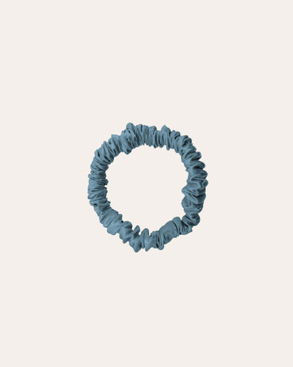 Luxe 100% moerbei Zijden Scrunchie Extra Small in het blauw