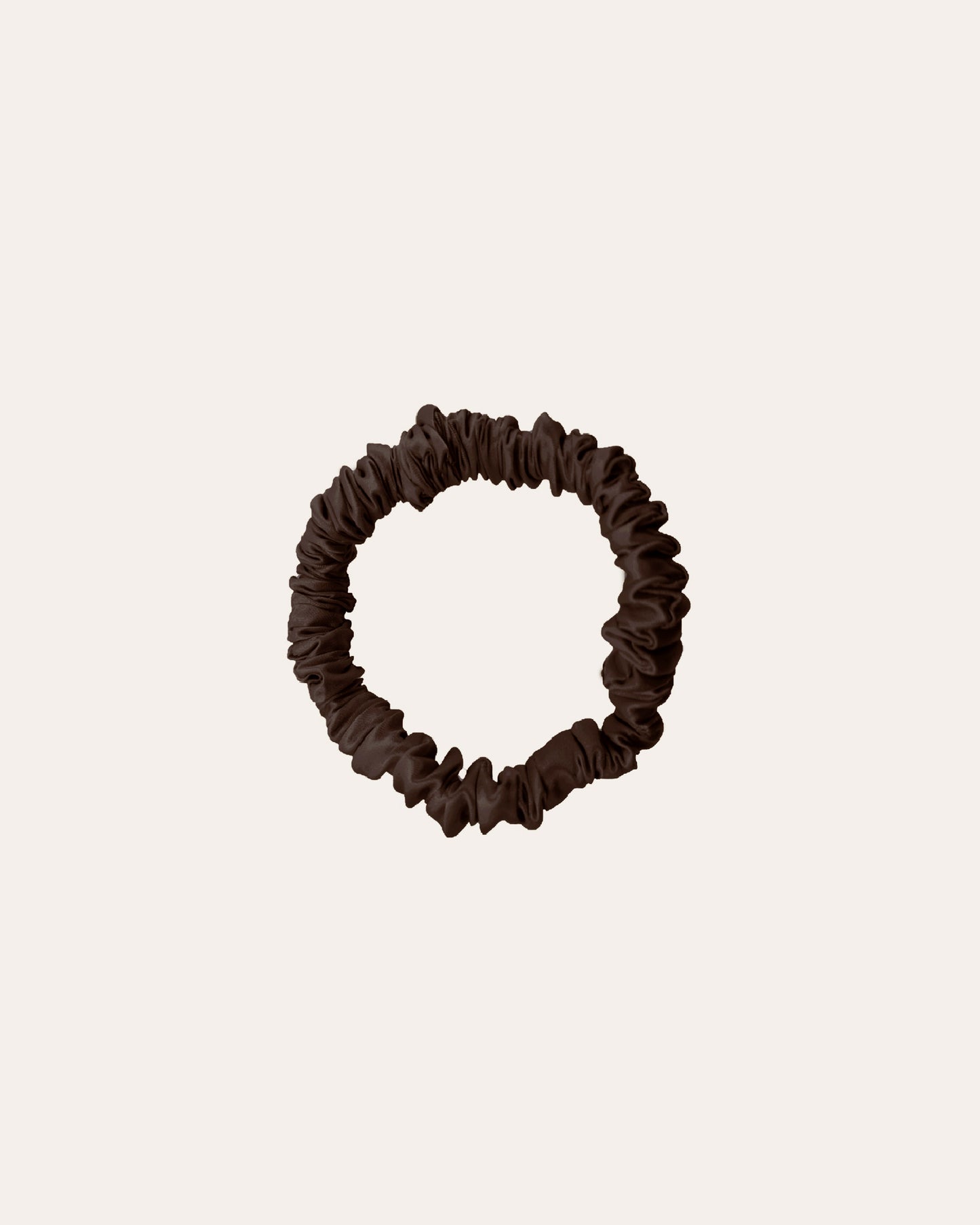 Luxe 100% moerbei Zijden Scrunchie Extra Small in het donkerbruin