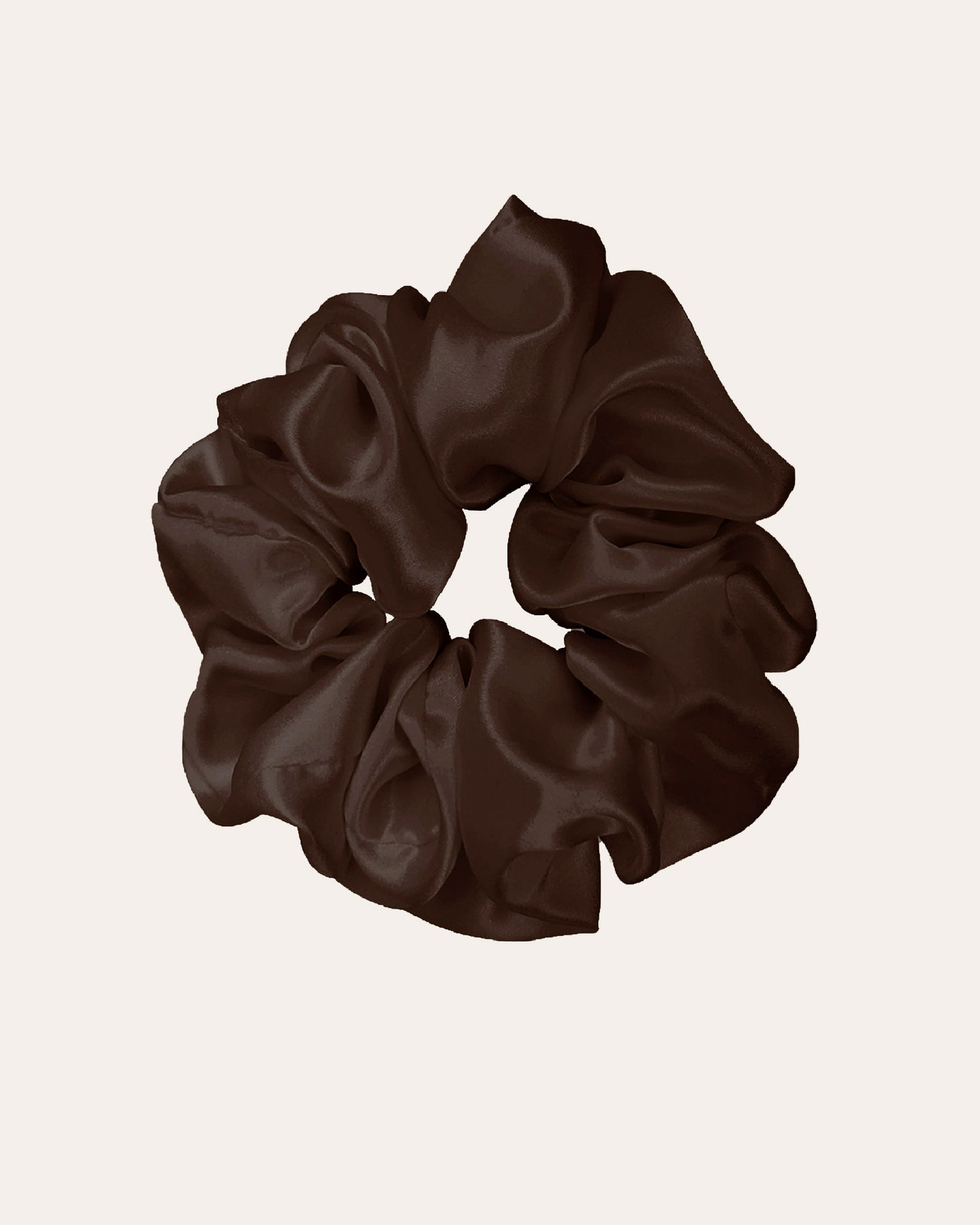 Luxe 100% moerbei Zijden Scrunchie Large in het donkerbruin