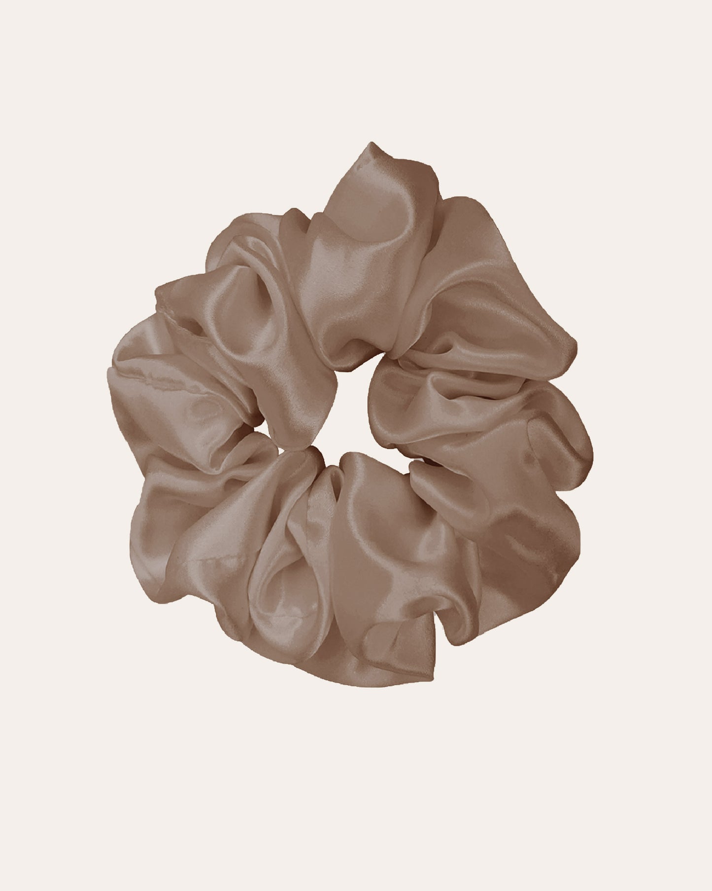 Luxe 100% moerbei Zijden Scrunchie Large in het lichtbruin.