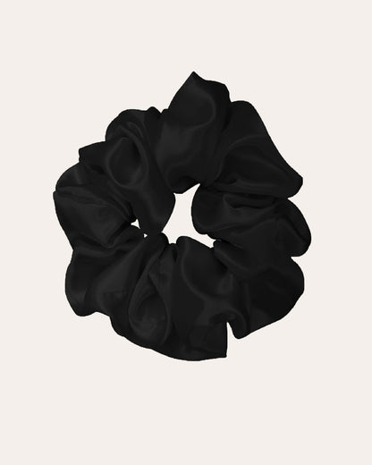 Luxe 100% moerbei Zijden Scrunchie Large in het zwart.