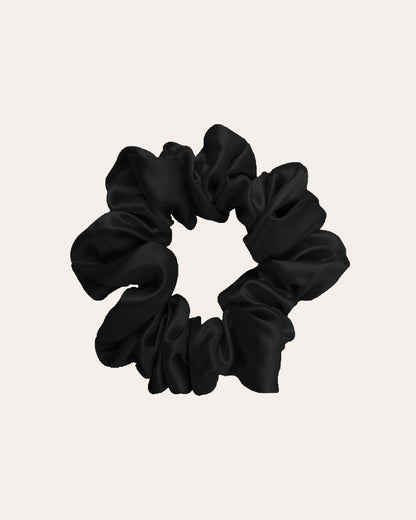 Luxe 100% moerbei Zijden Scrunchie medium in het zwart.